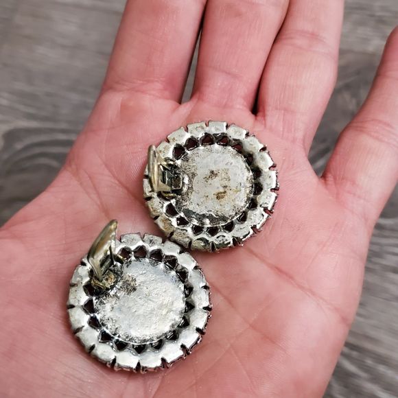 Vintage Faux Pocket Watch Judy Lee Clip On Earrings - Picture 5 of 7